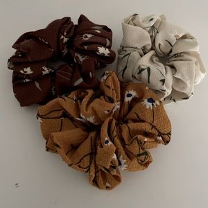 Fall Floral Scrunchie Set